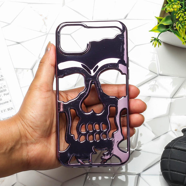 Purple Hollow Skull Design Silicone case for Apple iphone 15 Pro - The Hatke