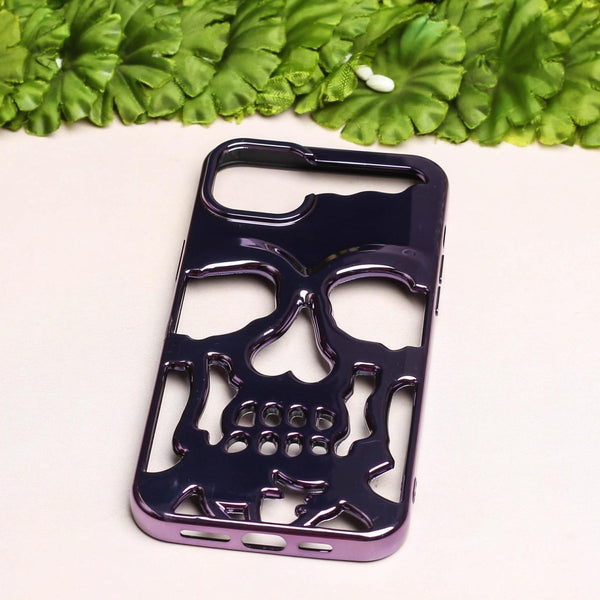 Purple Hollow Skull Design Silicone case for Apple iphone 15 Pro - The Hatke