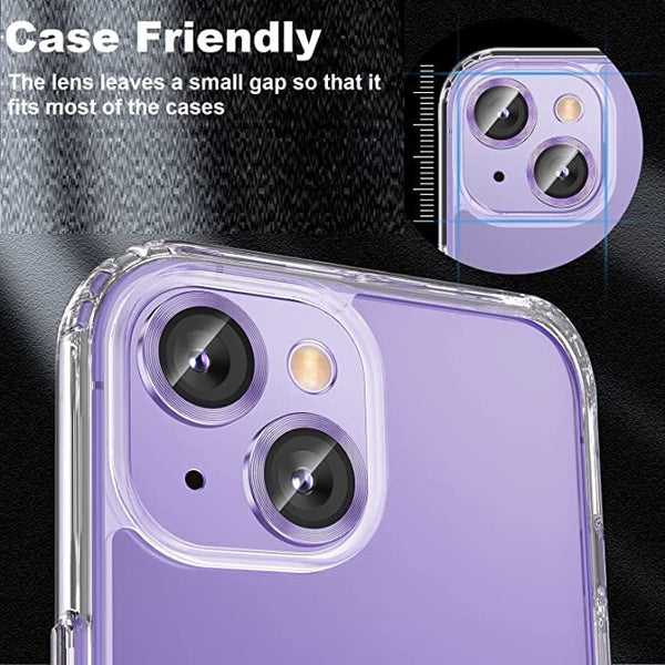 Purple Metallic camera ring lens guard for Apple iphone 14 Plus - The Hatke