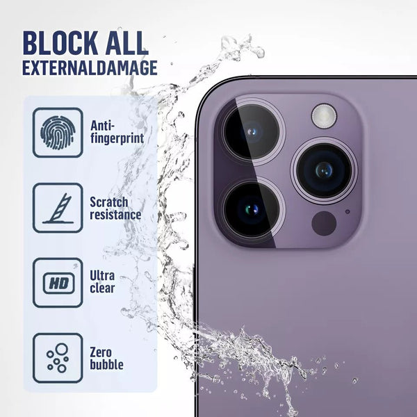 Purple Metallic camera ring lens guard for Apple iphone 15 pro - The Hatke