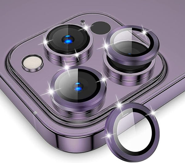 Purple Metallic camera ring lens guard for Apple iphone 15 pro - The Hatke