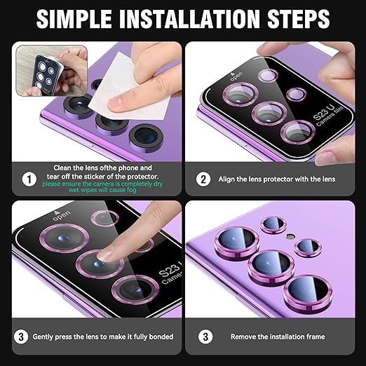 Purple Metallic camera ring lens guard for Samsung S23 Ultra - The Hatke