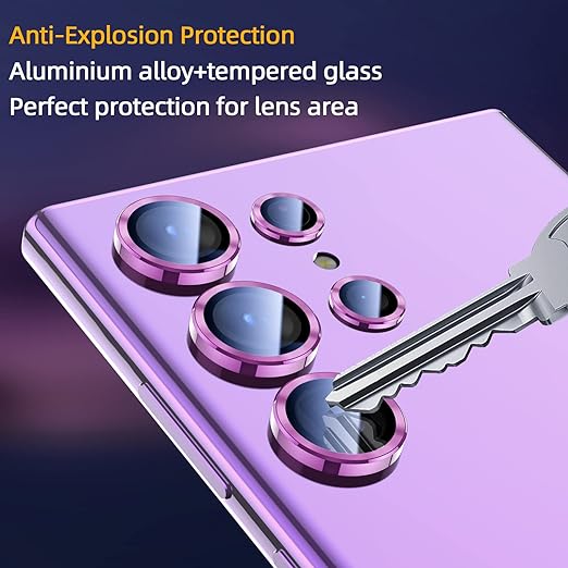 Purple Metallic camera ring lens guard for Samsung S23 Ultra - The Hatke
