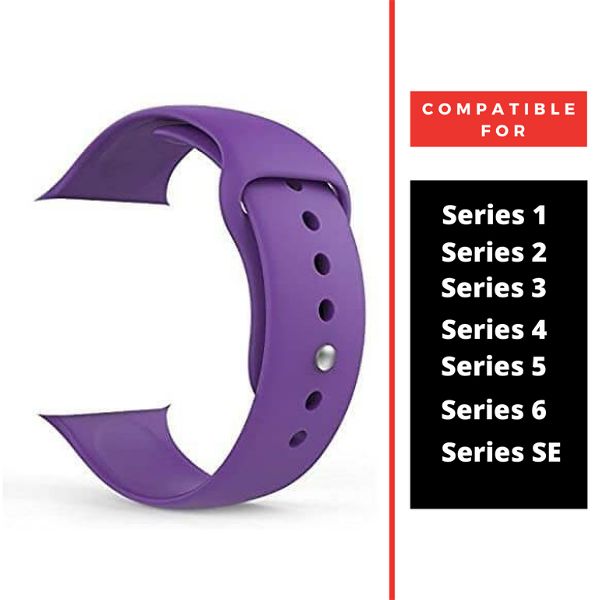 Purple Plain Silicone Strap For Watch Series SE 2020 (42mm/44mm/45mm/46mm/49mm) - The Hatke