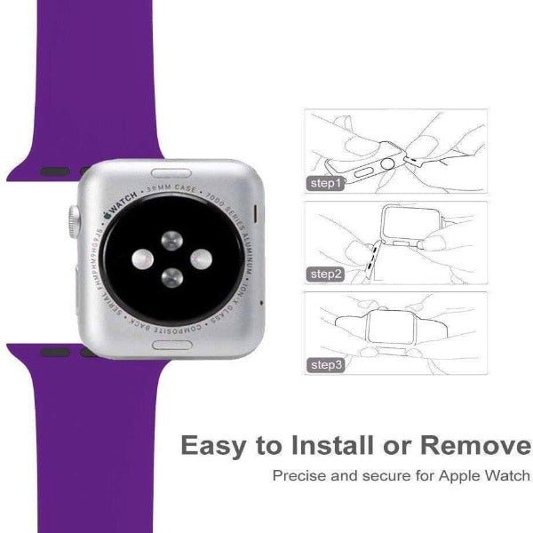 Purple Plain Silicone Strap For Watch Series SE GEN 2 (42mm/44mm/45mm/46mm/49mm) - The Hatke
