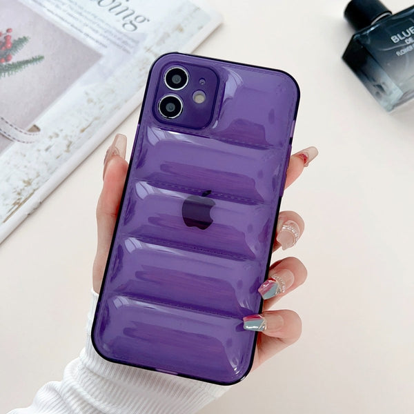 Purple Puffon silicone case for Apple iPhone 12 - The Hatke