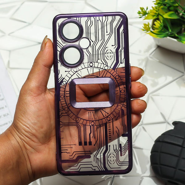 Purple Watch Machine Logo Cut Transparent Case for Oneplus Nord CE 3 Lite - The Hatke