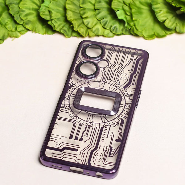 Purple Watch Machine Logo Cut Transparent Case for Oneplus Nord CE 3 Lite - The Hatke
