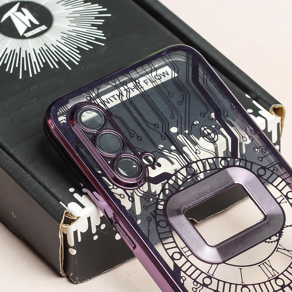 Purple Watch Machine Logo Cut Transparent Case for Oneplus Nord CE - The Hatke