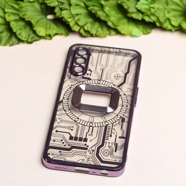 Purple Watch Machine Logo Cut Transparent Case for Oneplus Nord CE - The Hatke