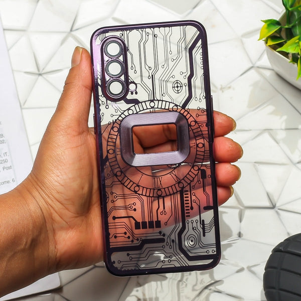 Purple Watch Machine Logo Cut Transparent Case for Oneplus Nord CE - The Hatke