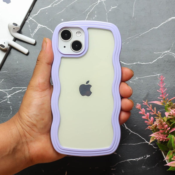 Purple Zig Zag Frame Silicon Case for Apple Iphone 15 - The Hatke