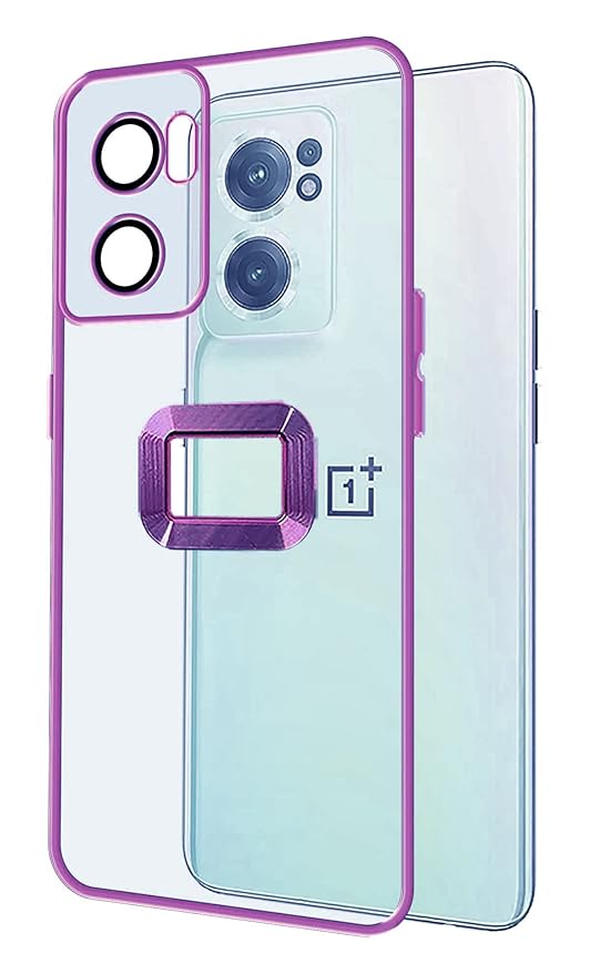 Purple 6D Chrome Logo Cut Transparent Case for Oneplus Nord CE 2