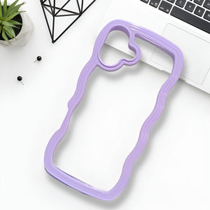 Purple Zig Zag Frame  Silicon Case for Apple Iphone 16 Plus