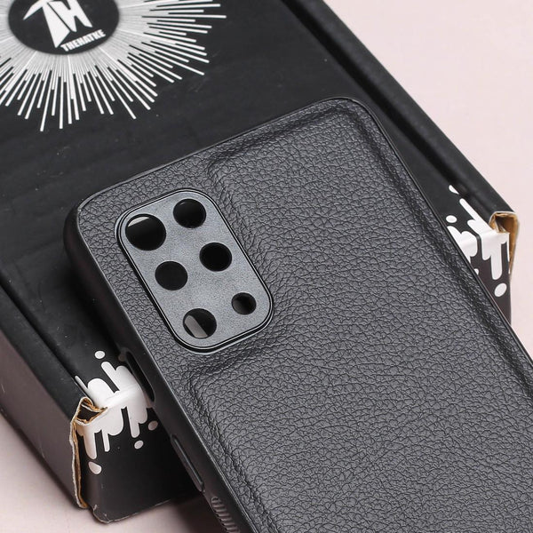 Raised Edges Black Leather Case for Oneplus 8t - The Hatke