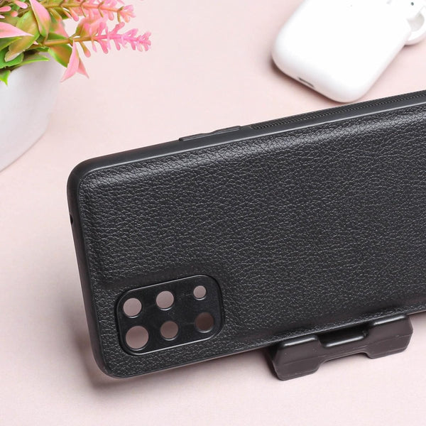 Raised Edges Black Leather Case for Oneplus 8t - The Hatke