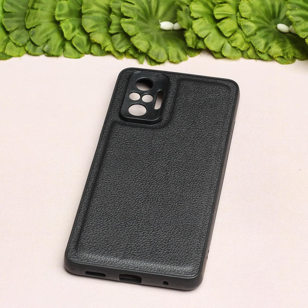 Raised Edges Black Leather Case for Redmi Note 10 Pro Max - The Hatke