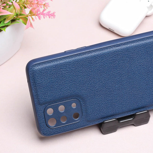 Raised Edges Blue Leather Case for Oneplus 8t - The Hatke