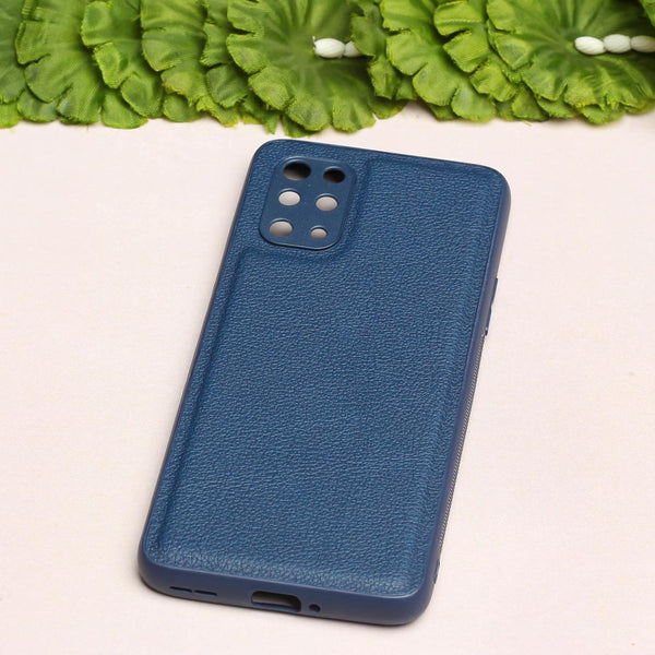 Raised Edges Blue Leather Case for Oneplus 8t - The Hatke