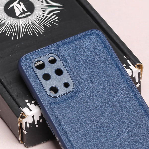 Raised Edges Blue Leather Case for Oneplus 8t - The Hatke