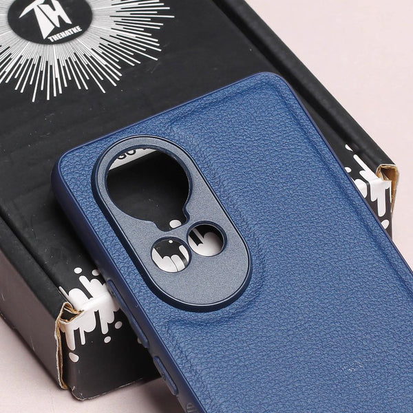 Raised Edges Blue Leather Case for Oppo Reno 10 - The Hatke