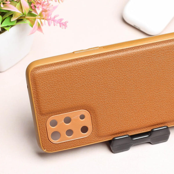Raised Edges Brown Leather Case for Oneplus 8t - The Hatke