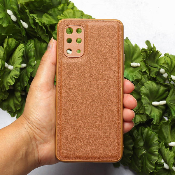 Raised Edges Brown Leather Case for Oneplus 9r - The Hatke
