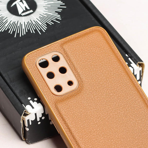 Raised Edges Brown Leather Case for Oneplus 9r - The Hatke