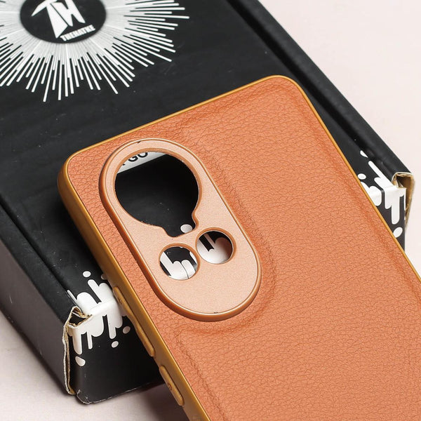 Raised Edges Brown Leather Case for Oppo Reno 10 - The Hatke