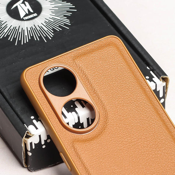 Raised Edges Brown Leather Case for Oppo Reno 8t - The Hatke