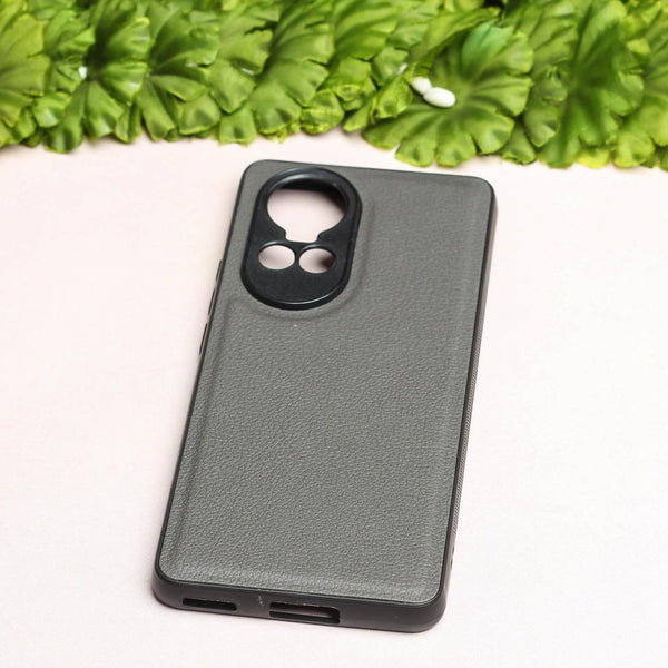 Raised Edges Grey Leather Case for Oppo Reno 10 - The Hatke