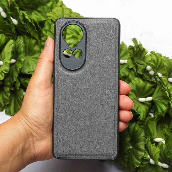 Raised Edges Grey Leather Case for Oppo Reno 10 - The Hatke