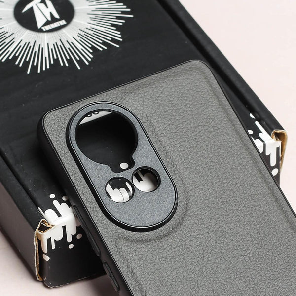Raised Edges Grey Leather Case for Oppo Reno 10 - The Hatke