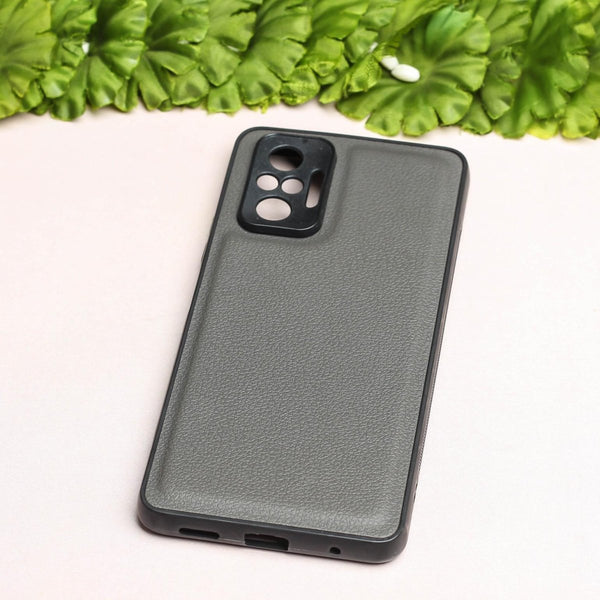 Raised Edges Grey Leather Case for Redmi Note 10 Pro - The Hatke