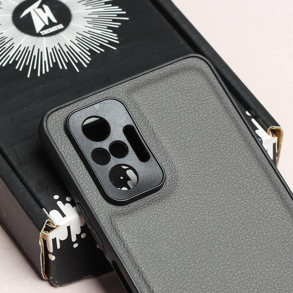 Raised Edges Grey Leather Case for Redmi Note 10 Pro Max - The Hatke