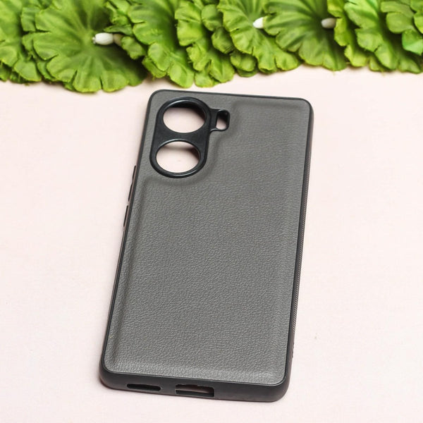 Raised Edges Grey leather Case for Vivo V29e - The Hatke