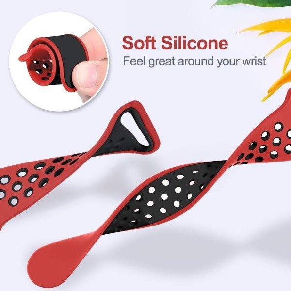 Red Black Dotted Silicone Strap For Apple Watch Series 1 (42mm/44mm/45mm/46mm/49mm) - The Hatke