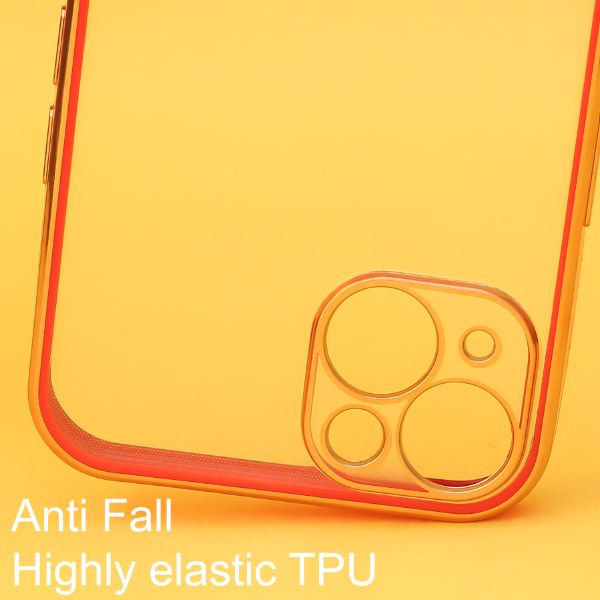 Red Electroplated Transparent Case for Apple iphone 13 mini - The Hatke