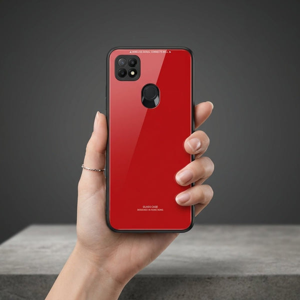 Red Glass case for Redmi 9c - The Hatke