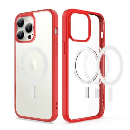 Red MagSafe Clear Transparent Silicone case for Apple iphone 11 Pro Max - The Hatke