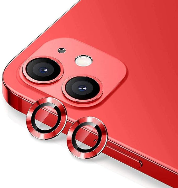 Red Metallic camera ring lens guard for Apple iphone 12 - The Hatke