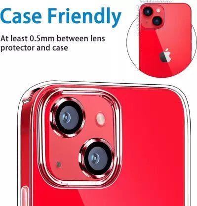 Red Metallic camera ring lens guard for Apple iphone 14 - The Hatke