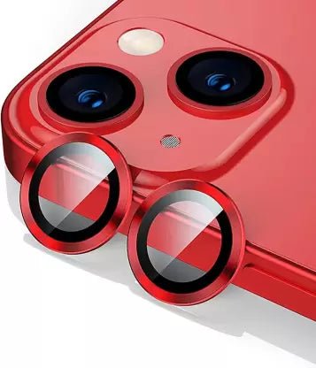 Red Metallic camera ring lens guard for Apple iphone 14 - The Hatke