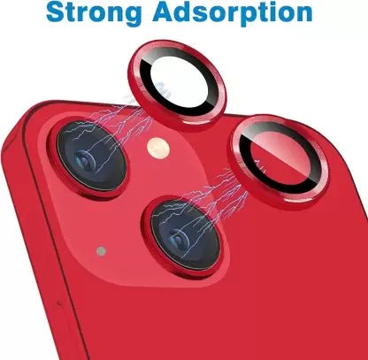 Red Metallic camera ring lens guard for Apple iphone 14 Plus - The Hatke