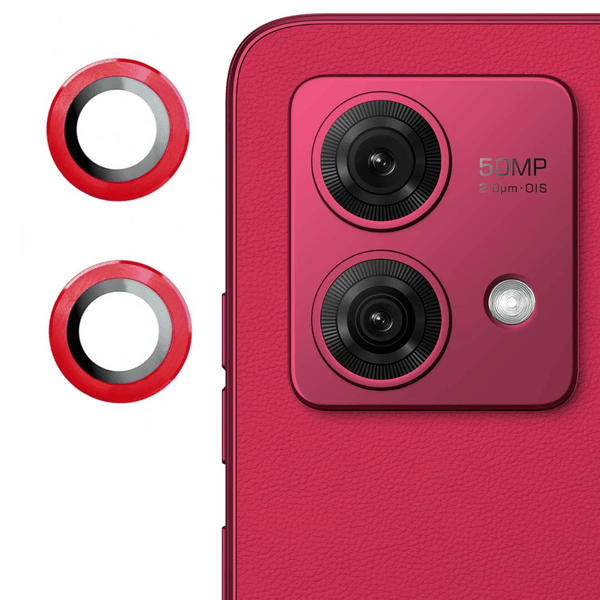 Red Metallic camera ring lens guard for Motorola G84 - The Hatke