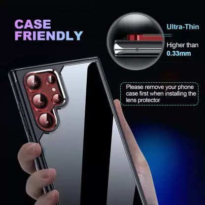 Red Metallic camera ring lens guard for Samsung S23 Ultra - The Hatke