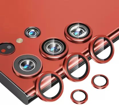 Red Metallic camera ring lens guard for Samsung S23 Ultra - The Hatke
