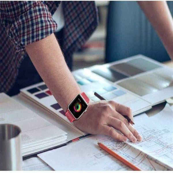 Red Nylon Strap For Apple Watch Series 5 (38mm/40mm/41mm) - The Hatke