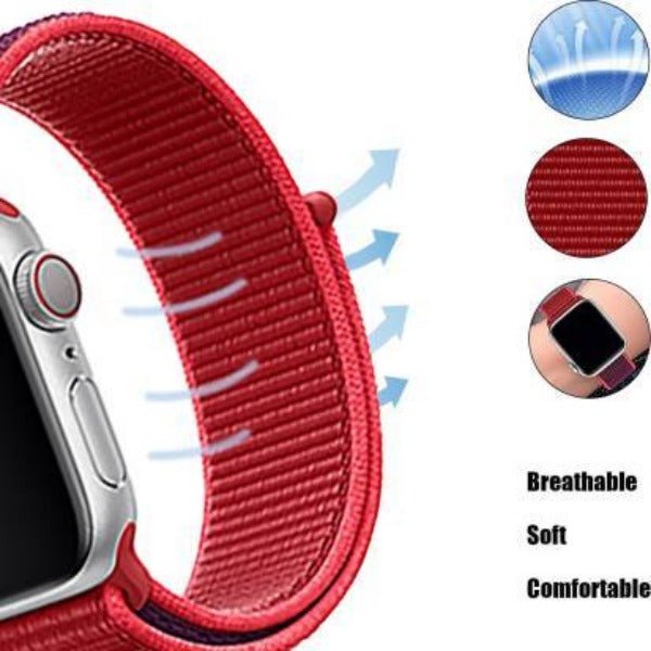 Red Nylon Strap For Apple Watch Series 5 (38mm/40mm/41mm) - The Hatke