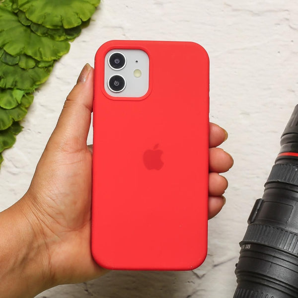 Red Original Silicone case for Apple iphone 12 - The Hatke